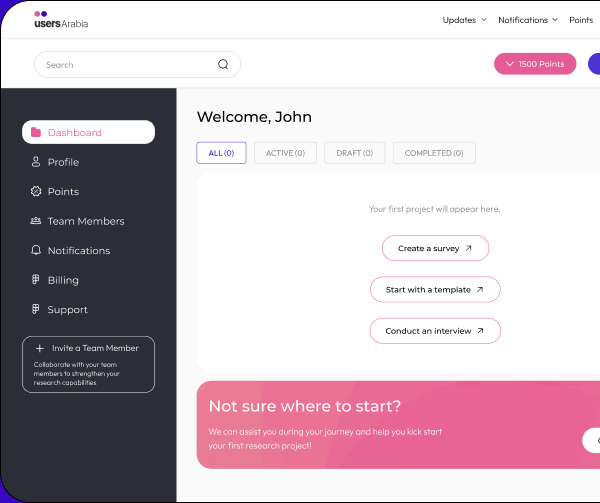 UsersArabia project dashboard